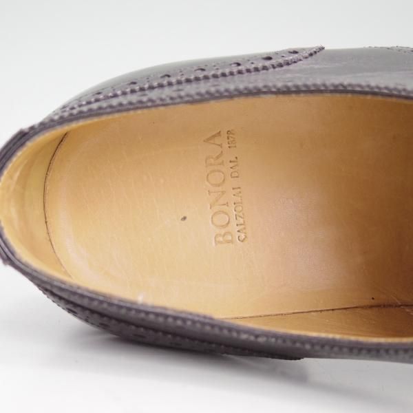 美品★(伊)ボノーラ SIZE 5.5【貴重★旧ボノーラ/セミブローグ】カーフ/黒/BONORA★c741