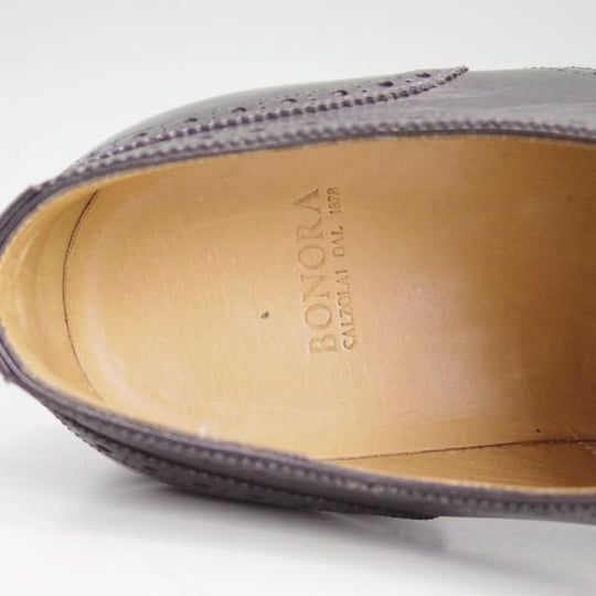 美品★(伊)ボノーラ SIZE 5.5【貴重★旧ボノーラ/セミブローグ】カーフ/黒/BONORA★c741