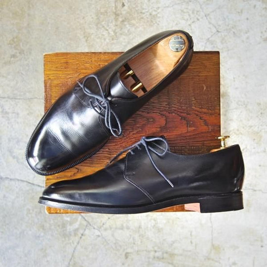 美品★クロケット&ジョーンズ 9E【★DARTMOUTH/318ラスト/ダートマウス】黒/プレーントゥ/Vフロント/ダービー/カーフ/Crockett&Jones★c744