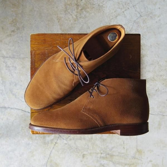 極上★クロケット&ジョーンズ 6.5E【★チルターン/CHILTERN】224ラスト/スエード/チャッカブーツ/薄茶/Crockett&Jones★c755