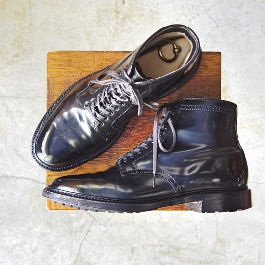 美品★オールデン 8D【★コードバン仕様/BLACKBIRD別注】黒/バリーラスト/45149HC/プレーントゥ/ブーツ/Alden★c760