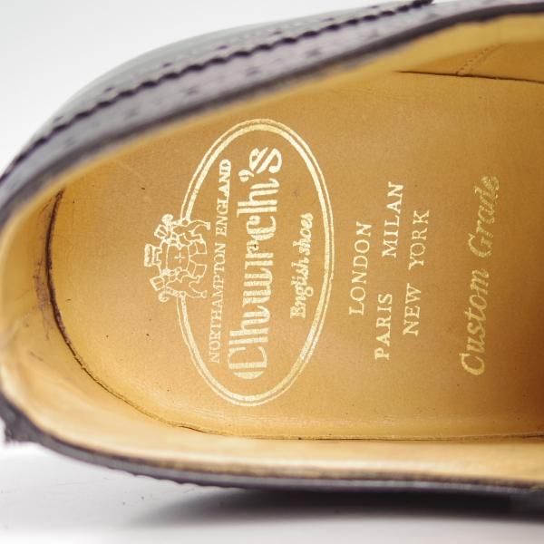極美品★チャーチ 75F/UK7.5【★フルブローグ/EASTCOTE】138ラスト/4都市ロゴ/黒/カーフ/Church's★c763
