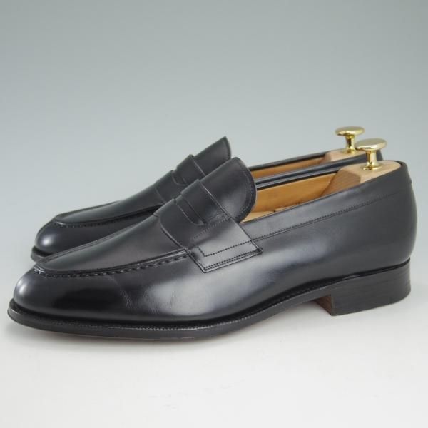 極美品★チャーチ 75F/UK7.5【★旧チャーチ/3都市ロゴ/HILTON】93ラスト/コインローファー/黒/Church's★c775