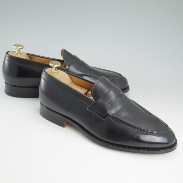 極美品★チャーチ 75F/UK7.5【★旧チャーチ/3都市ロゴ/HILTON】93ラスト/コインローファー/黒/Church's★c775