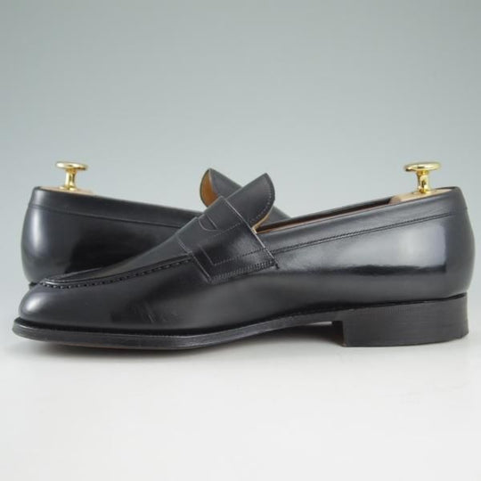 極美品★チャーチ 75F/UK7.5【★旧チャーチ/3都市ロゴ/HILTON】93ラスト/コインローファー/黒/Church's★c775