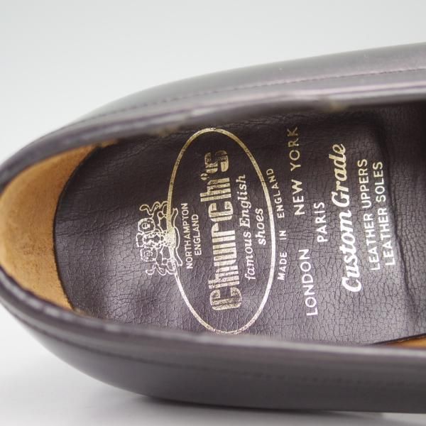 極美品★チャーチ 75F/UK7.5【★旧チャーチ/3都市ロゴ/HILTON】93ラスト/コインローファー/黒/Church's★c775