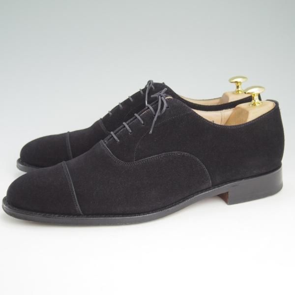 美品★チャーチ 85F/UK8.5 【★コンサル/CONSUL】173ラスト/ストレートチップ/5都市ロゴ/スエード/黒/Church's★c776