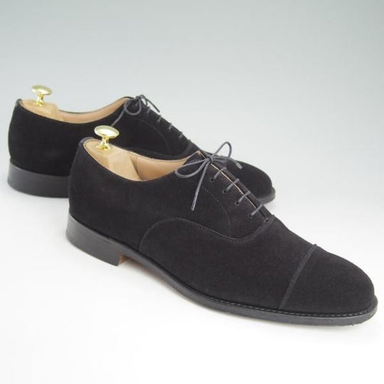 美品★チャーチ 85F/UK8.5 【★コンサル/CONSUL】173ラスト/ストレートチップ/5都市ロゴ/スエード/黒/Church's★c776