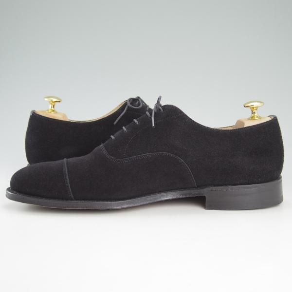 美品★チャーチ 85F/UK8.5 【★コンサル/CONSUL】173ラスト/ストレートチップ/5都市ロゴ/スエード/黒/Church's★c776