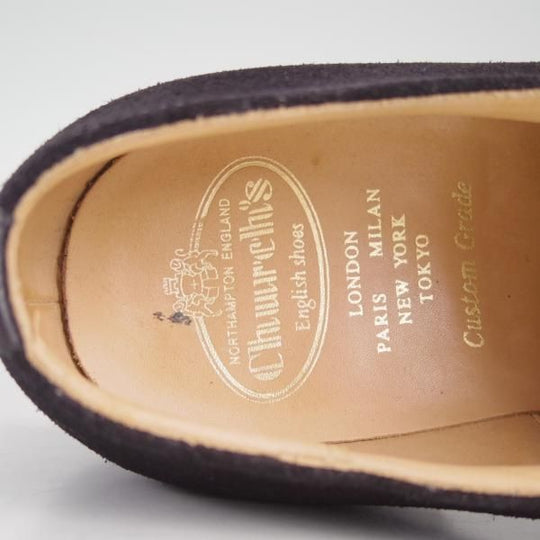 美品★チャーチ 85F/UK8.5 【★コンサル/CONSUL】173ラスト/ストレートチップ/5都市ロゴ/スエード/黒/Church's★c776