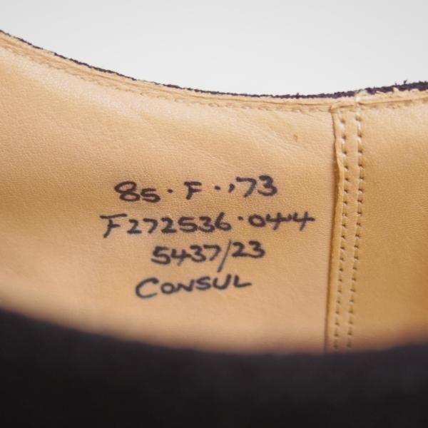 美品★チャーチ 85F/UK8.5 【★コンサル/CONSUL】173ラスト/ストレートチップ/5都市ロゴ/スエード/黒/Church's★c776