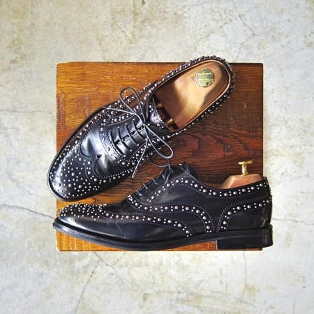 美品★チャーチ(レディース) SIZE 38【★バーウッド/BURWOOD MET/スタッズ】ポリッシュドバインダーカーフ/フルブローグ/Church's★c785