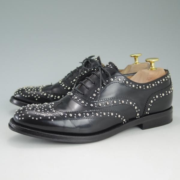 美品★チャーチ(レディース) SIZE 38【★バーウッド/BURWOOD MET/スタッズ】ポリッシュドバインダーカーフ/フルブローグ/Church's★c785