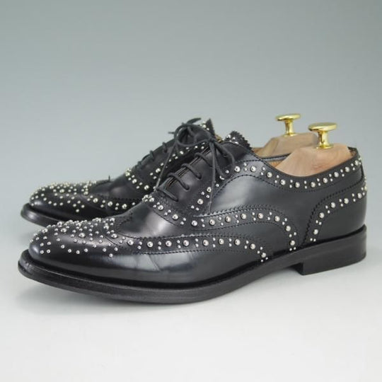 美品★チャーチ(レディース) SIZE 38【★バーウッド/BURWOOD MET/スタッズ】ポリッシュドバインダーカーフ/フルブローグ/Church's★c785