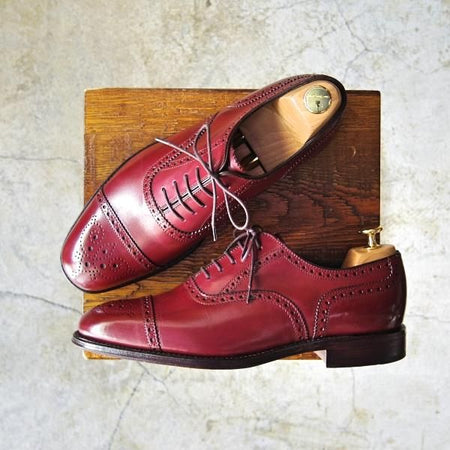 極美品★(英)Herring Shoes/ヘリング 7.5F【★ハムステッド/HAMPSTEAD】026ラスト/バーガンディ/赤茶/カーフ★c788