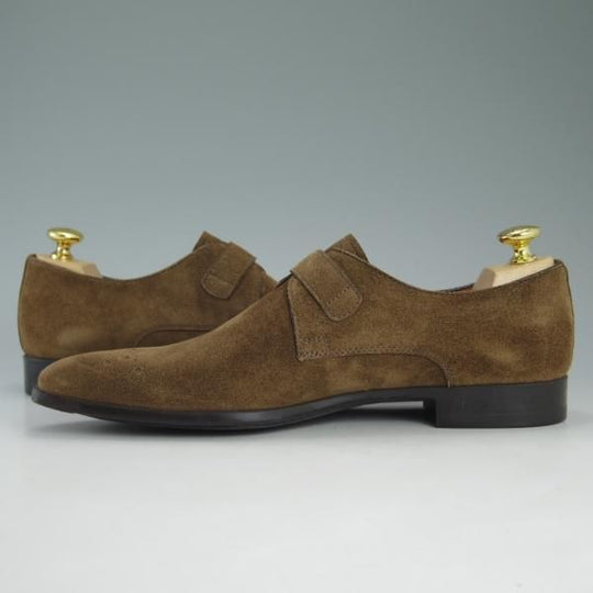 未使用★(伊)サントーニ SIZE 7【★モンクストラップ】スエード/10687/ブラウン/茶/Santoni★c791