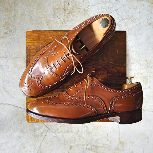 極上★チャーチ 85G/UK8.5【★バーウッド/旧チャーチ/ブックバインダーカーフ】3都市ロゴ/81ラスト/フルブローグ/BURWOOD/Church's★c799