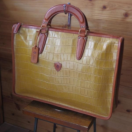 極美品★フェリージ/9841【高額★レザー ブリーフケース】クロコ型押し/メンズ ビジネス バッグ/Felisi★N5206
