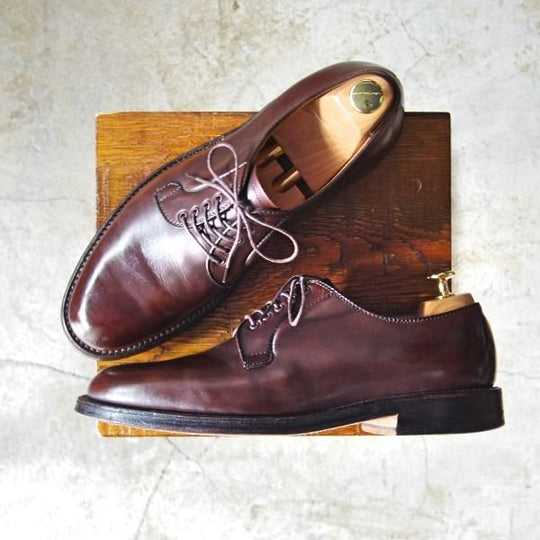 美品★オールデン 9D【★ブルックスブラザーズ別注/Brooks Brothers】バリーラスト/プレーントゥ/茶/00070/カーフ/Alden★c807