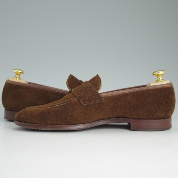 極上★クロケット&ジョーンズ 7.5E【★シドニー/SYDNEY】スエード/茶/コインローファー/Crockett&Jones★c809