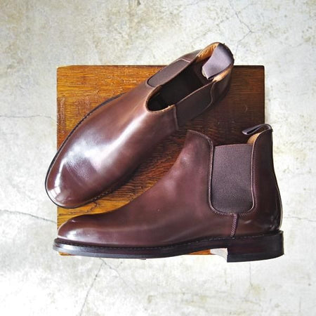 極美品★クロケット&ジョーンズ 6.5E【★ダイナイトソール仕様/CHELSEA/チェルシー】サイドゴアブーツ/濃茶/カーフ/Crockett&Jones★c810