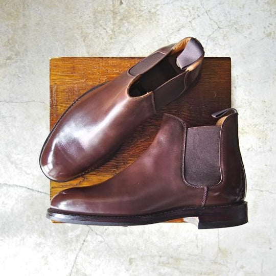 極美品★クロケット&ジョーンズ 6.5E【★ダイナイトソール仕様/CHELSEA/チェルシー】サイドゴアブーツ/濃茶/カーフ/Crockett&Jones★c810