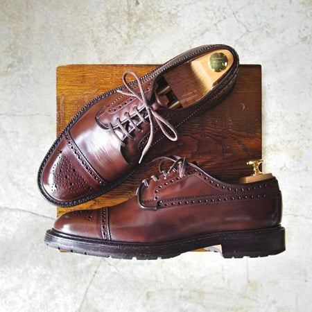 美品★チャーチ 70F/UK7【★セミブローグ型グラフトン】100ラスト/Chelmsford/4都市ロゴ/カーフ/セミブローグ/Church's★c812