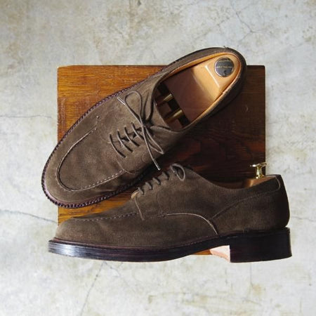 美品★(英国製)Paul Smith/テクニック社製 8F【貴重★WESTONゴルフ似寄りモデル】Uチップ/モスグリーン/スエード/ポールスミス★c816