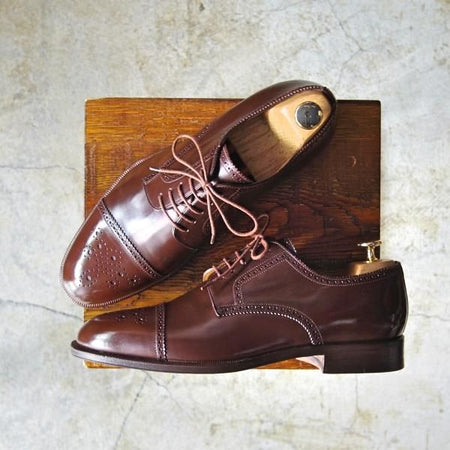 ほぼ未使用★(伊)サントーニ SIZE 8.5【★ブラックラピド製法】セミブローグ/カーフ/濃茶/ダークブラウン/SANTONI★c819