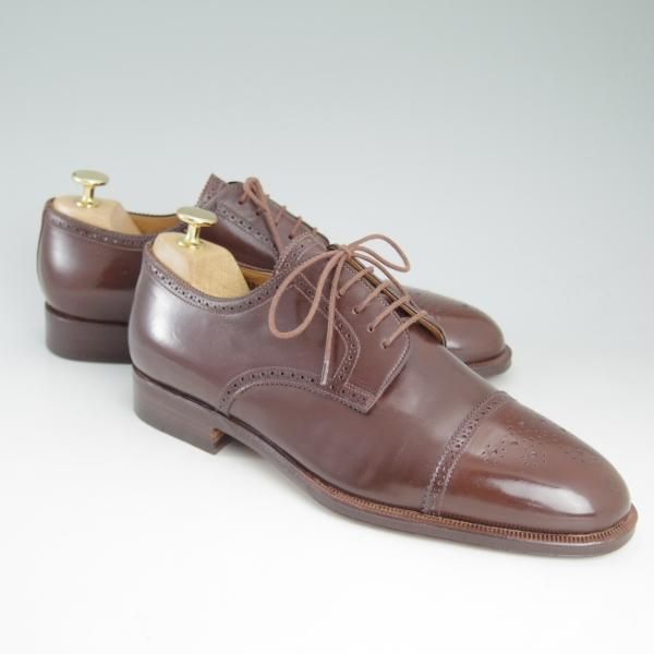 ほぼ未使用★(伊)サントーニ SIZE 8.5【★ブラックラピド製法】セミブローグ/カーフ/濃茶/ダークブラウン/SANTONI★c819