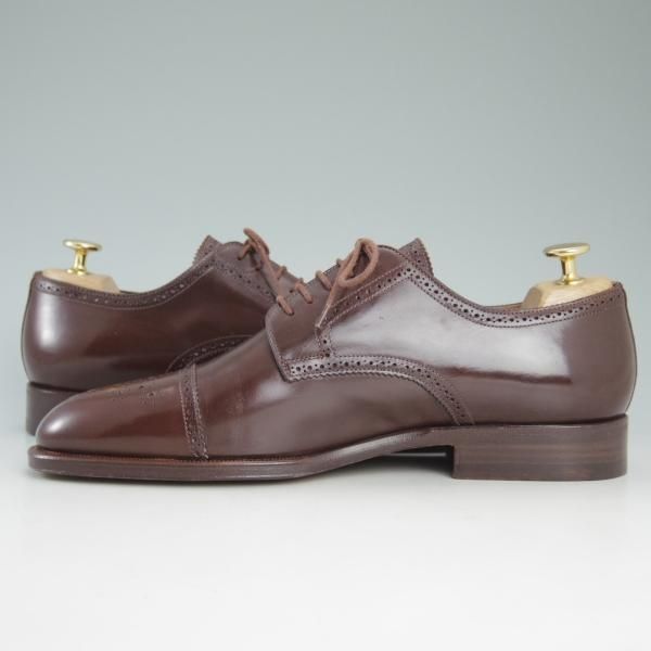 ほぼ未使用★(伊)サントーニ SIZE 8.5【★ブラックラピド製法】セミブローグ/カーフ/濃茶/ダークブラウン/SANTONI★c819