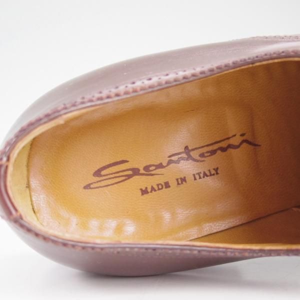 ほぼ未使用★(伊)サントーニ SIZE 8.5【★ブラックラピド製法】セミブローグ/カーフ/濃茶/ダークブラウン/SANTONI★c819