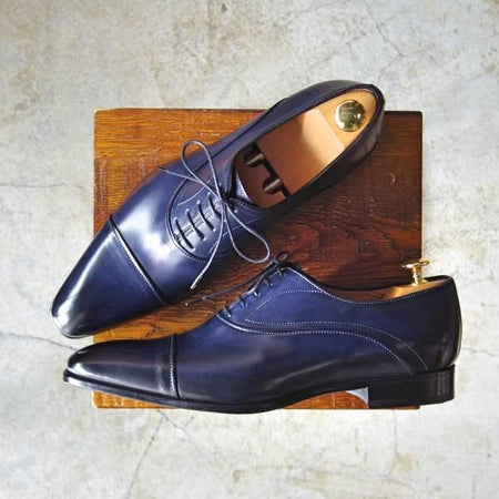 未使用★(伊)フランチェスコ・ベニーニョ SIZE 8【★プレーントゥ】ネイビー/紺/カーフ/Francesco Benigno★c820