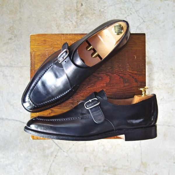 美品★チャーチ 75G/UK7.5【★モンクストラップ/108ラスト】4都市ロゴ/黒/カーフ/Church's★c827