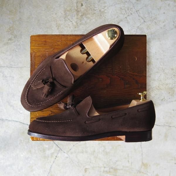 美品★クロケット&ジョーンズ 6E【★キャベンディッシュ2/CAVENDISH 2】タッセルローファー/スエード/茶/Crockett&Jones★c829