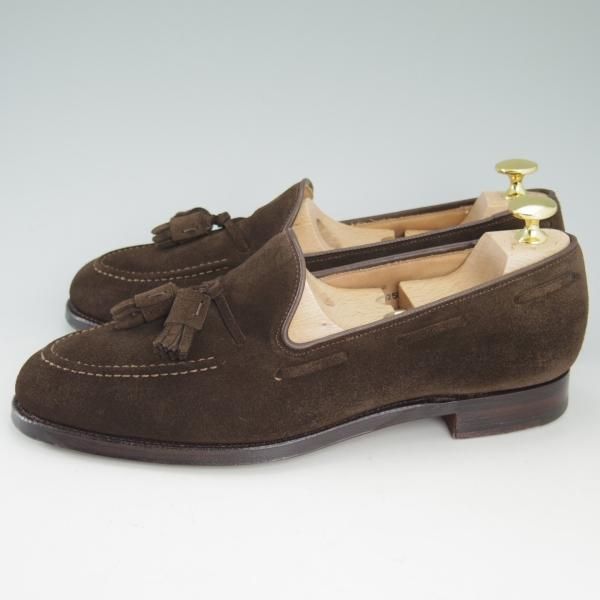 美品★クロケット&ジョーンズ 6E【★キャベンディッシュ2/CAVENDISH 2】タッセルローファー/スエード/茶/Crockett&Jones★c829