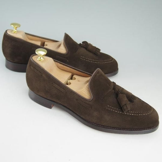 美品★クロケット&ジョーンズ 6E【★キャベンディッシュ2/CAVENDISH 2】タッセルローファー/スエード/茶/Crockett&Jones★c829