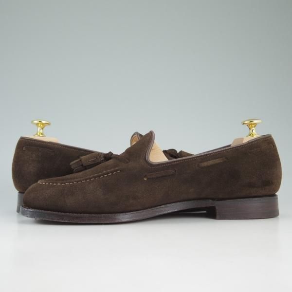 美品★クロケット&ジョーンズ 6E【★キャベンディッシュ2/CAVENDISH 2】タッセルローファー/スエード/茶/Crockett&Jones★c829