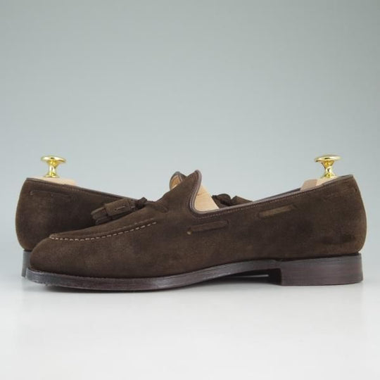美品★クロケット&ジョーンズ 6E【★キャベンディッシュ2/CAVENDISH 2】タッセルローファー/スエード/茶/Crockett&Jones★c829