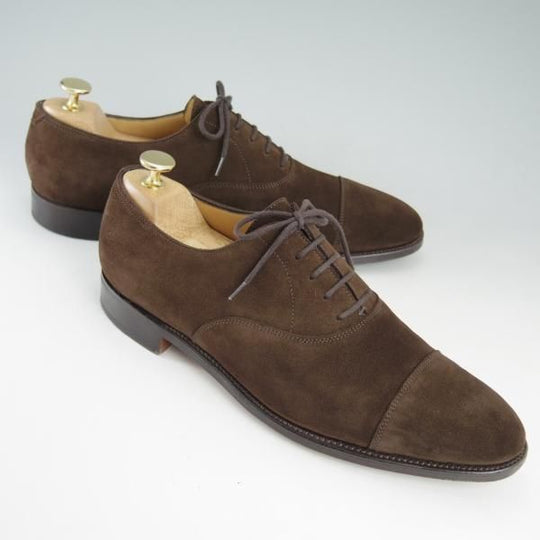 極美品★ジョンロブ 7.5D【貴重★スエードのシティ2/CITY2/7000ラスト】ストレートチップ/茶/JOHN LOBB★c830