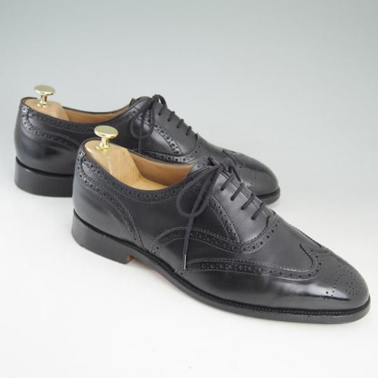 美品★トリッカーズ SIZE 8.5【希少★ドレスライン/EPSOM】9524/フルブローグ/メンズ/短靴/黒/エプソン/カーフ/Tricker's★c838