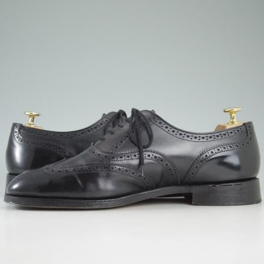 美品★トリッカーズ SIZE 8.5【希少★ドレスライン/EPSOM】9524/フルブローグ/メンズ/短靴/黒/エプソン/カーフ/Tricker's★c838