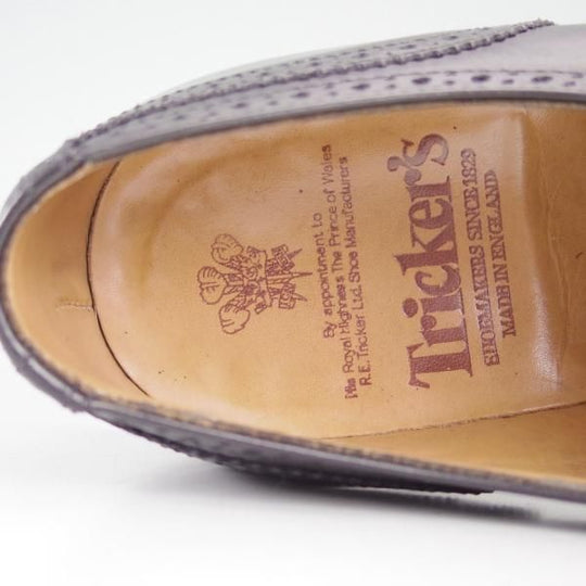 美品★トリッカーズ SIZE 8.5【希少★ドレスライン/EPSOM】9524/フルブローグ/メンズ/短靴/黒/エプソン/カーフ/Tricker's★c838