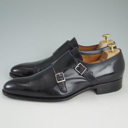 美品★(伊)ジンターラ SIZE 41【★ダブルモンク/パティーヌ】カーフ/黒系/ZINTALA/シルバノ・ラッタンジ/Lattanzi★c859