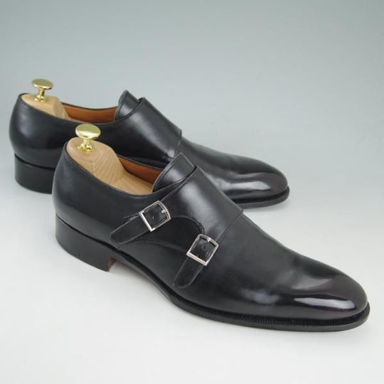 美品★(伊)ジンターラ SIZE 41【★ダブルモンク/パティーヌ】カーフ/黒系/ZINTALA/シルバノ・ラッタンジ/Lattanzi★c859