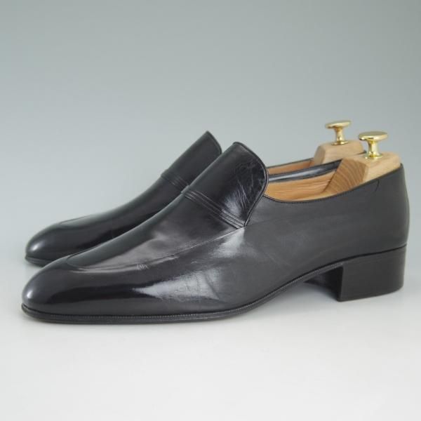 極上★(伊)アルティオリ SIZE 9.5【定価15万円以上★センターエラスティック】黒/スリッポン/カーフ/ARTIOLI★c882