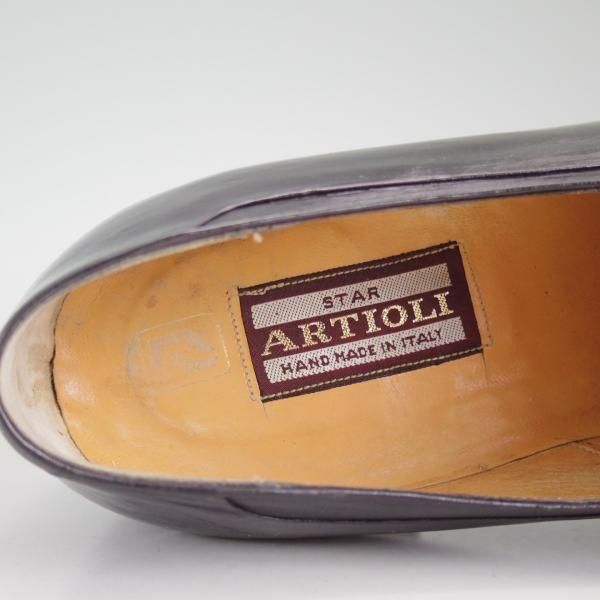 極上★(伊)アルティオリ SIZE 9.5【定価15万円以上★センターエラスティック】黒/スリッポン/カーフ/ARTIOLI★c882