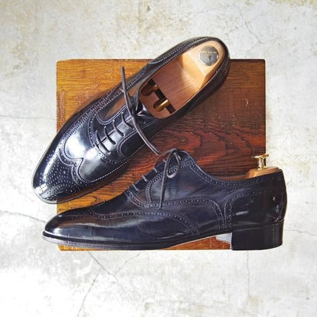 極上★(伊)アルティオリ SIZE 9.5【定価15万円以上★フルブローグ】黒/ウイングチップ/カーフ/ARTIOLI★c883