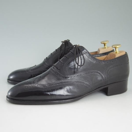 極上★(伊)アルティオリ SIZE 9.5【定価15万円以上★フルブローグ】黒/ウイングチップ/カーフ/ARTIOLI★c883