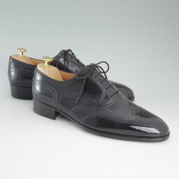 極上★(伊)アルティオリ SIZE 9.5【定価15万円以上★フルブローグ】黒/ウイングチップ/カーフ/ARTIOLI★c883